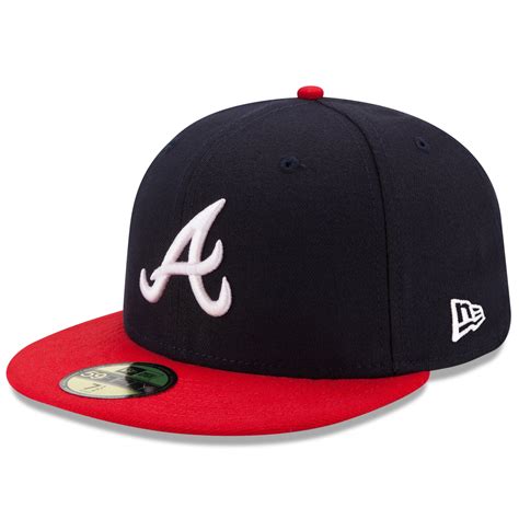 Mens New Era Navyred Atlanta Braves Home Authentic Collection On