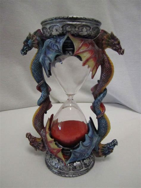 Medieval Dragon Hourglass Sand Timer Mythical Magical Gothic Red Blue