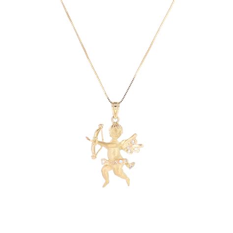 Yellow Gold Diamond Cupid Pendant New York Jewelers Chicago