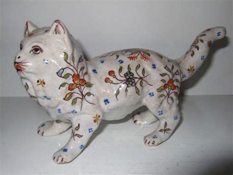 Welcome to the floral cat sculpture collection at novica. FRENCH FAIENCE POTTERY CAT. | Cat illustration, Cat art ...