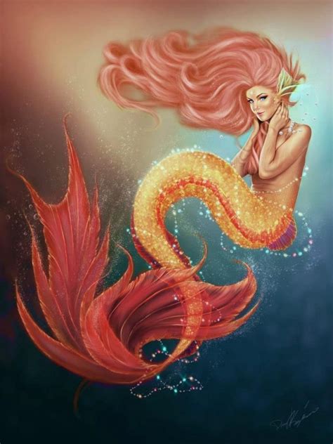 Mermaid Of Fire Mermaid Poster Mermaid Art Fantasy Mermaids