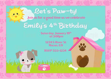 Web invitation template with great pleasurewe request the honorof your presence at the marriage of namewithname on saturday, the seventh of marchtwo thousand twelveand one o'clock in the. Printable Puppy Dog Birthday Party Invitation plus FREE blank
