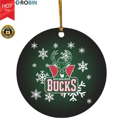 Milwaukee Bucks Merry Christmas Circle Ornament Robinplacefabrics