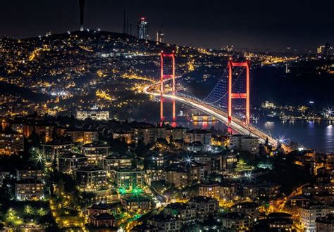Bosphorus Bridge Istanbul At Night Round World Photo