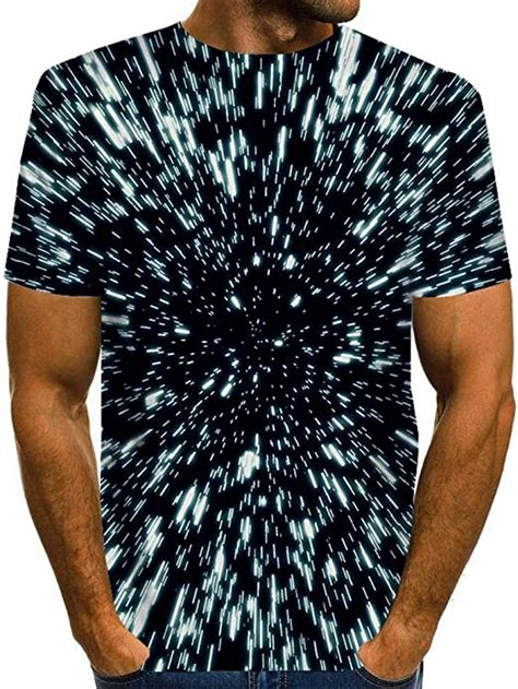 Men S Graphic Optical Illusion T Shirt Print Short Sleeve Daily Tops