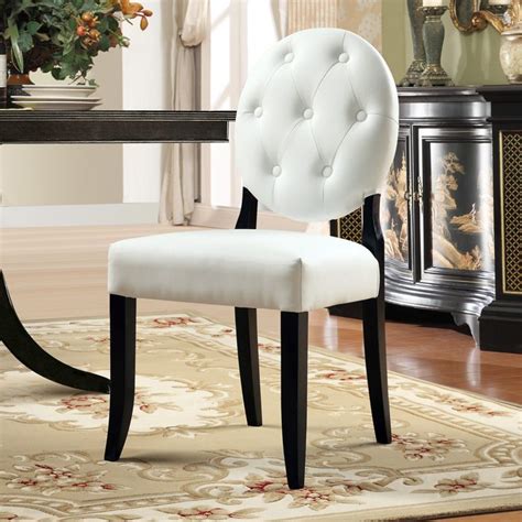 I love how the look in my dining room. Button Upholstered Dining Chair - Wood Legs, White | DCG ...