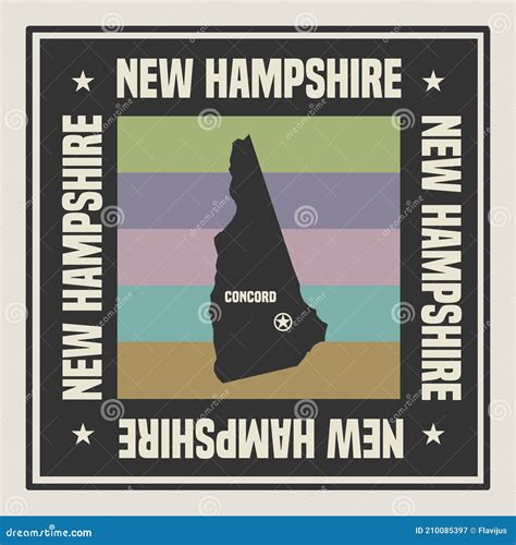 Abstract Square Stamp Or Sign With Name Of Us State New Hampshire Stock