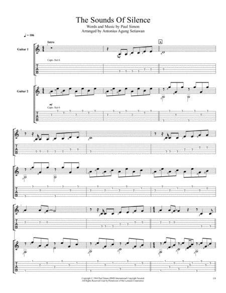 The Sound Of Silence By Paul Simon Digital Sheet Music For Guitar Tab Download Print A