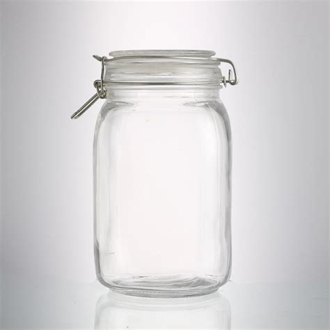 Custom Cheap Price Top Quality 1000 Ml Glass Storage Jar With Hinged Lids High Quality Bottle
