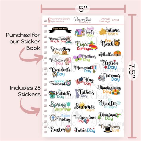 Classic Annual Holidays Planner Stickers Plannerchickdesigns