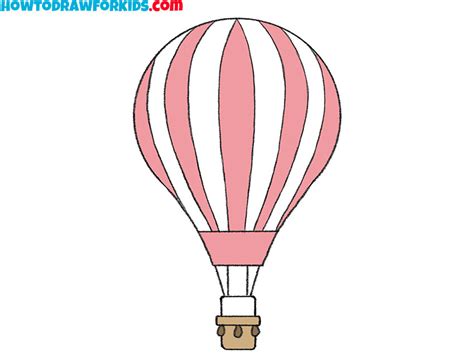 How To Draw A Hot Air Balloon Easy Drawing Tutorial For Kids