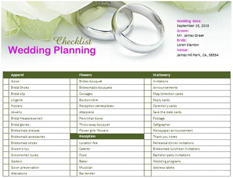 This is especially important because this present day provides any memory a couple wants to cherish for a long time. MS Word Wedding Planning Checklist | Office Templates Online