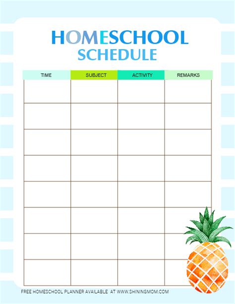 Free Printable Homeschool Daily Schedule Template Printable Templates