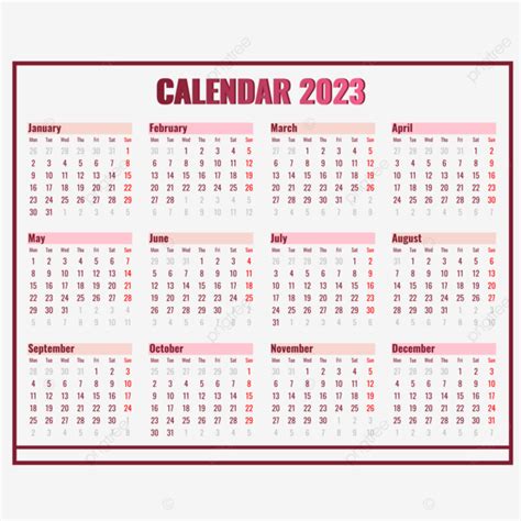 Calendario Simple 2023 Rosa Calendario Rosa Png Calendario 2023