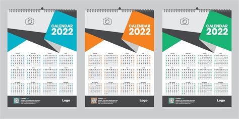 Free Single Page Wall Calendar 2022 Template Design Idea 2787511 Vector