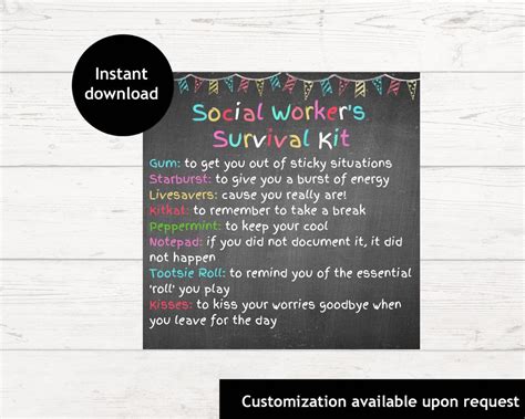 Social Work Survival Kit Printable Survival Kit For Social Etsy
