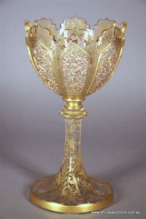 Moser Gilded Glass Comport In Persian Style European Glass