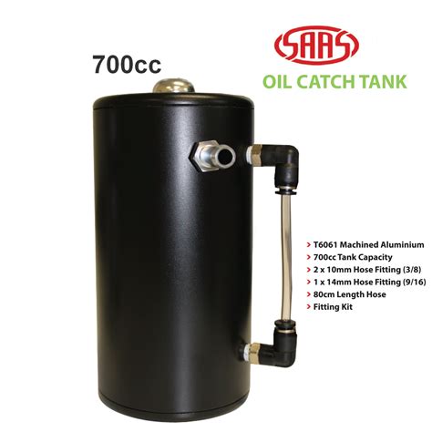 Saas Black Alloy Oil Catch Can Tank 700cc Heavy Duty Blow Bye W
