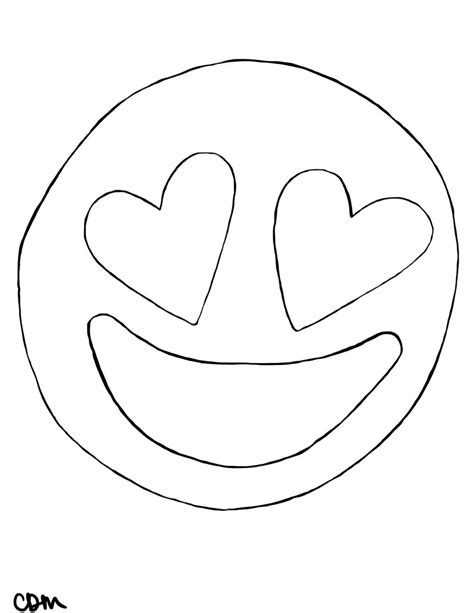 Heart Eyes Emoji Digital Coloring Page Etsy