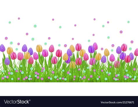 Spring Floral Border With Colorful Tulips Vector Image