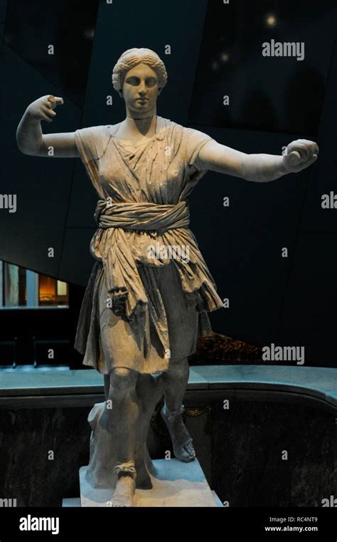Statue Of Goddess Artemis In The Action Of Shooting Her Bow Roman Marble Reconstructed In The