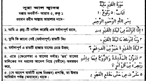 Surah Al Qadr Bangla Quran Translation