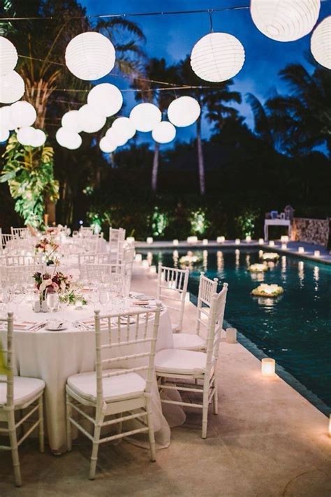 Touch device users can explore by touch or with swipe gestures. Poolside dinner party | Pool wedding decorations, Pool ...