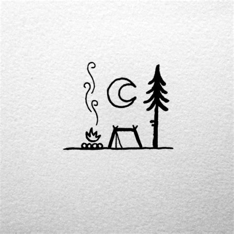 simples detalles para redibujar, árbol, luna, fuego, dibujos de