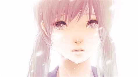 Sad Anime Girls With White Hair Anime Anime Girls White Background Pink Hair Sadness Crying