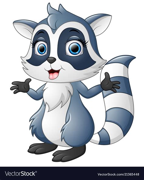 Cute Raccoon Cartoon Waving Royalty Free Vector Image