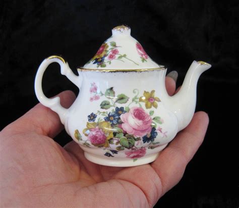 Collectible Miniature Teapot Fenton English Bone China Pink Etsy