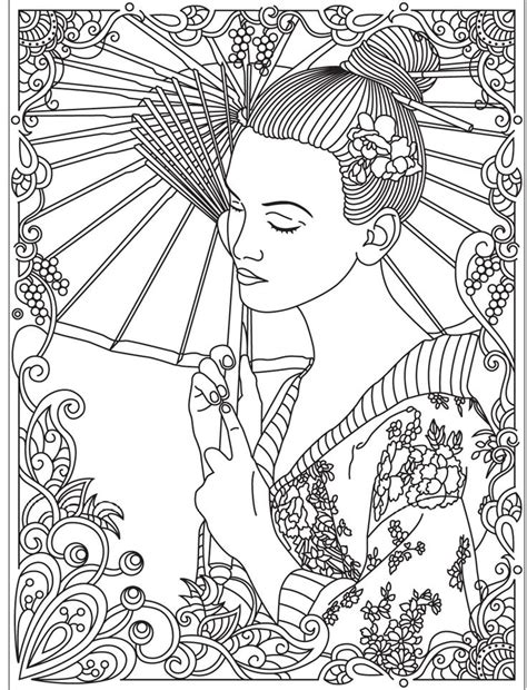 Japan Geisha Colorish Coloring Book For Adults Mandala Relax By