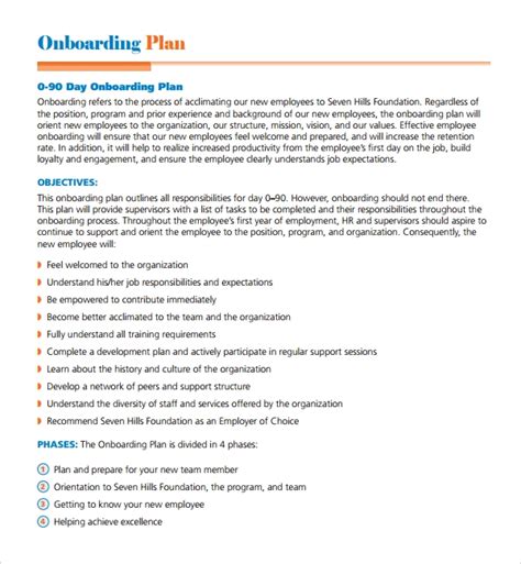 I estimate that i could complete one of the larger projects. Sample Onboarding Plan Template - 7+ Free Documents in PDF