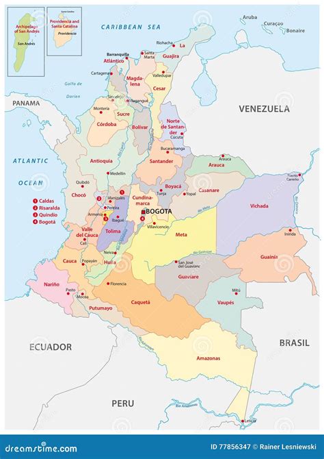 Carte Administrative De Colombie Illustration Stock Illustration Du