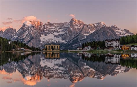 Wallpaper Mountains Lake Reflection Building Home Italy Italy