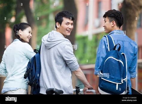 Happy College Students On Campus Stock Photo Alamy