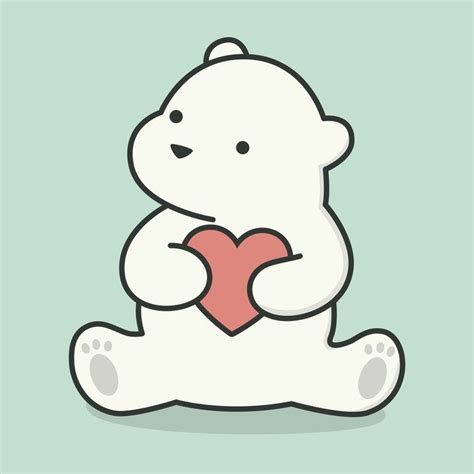 Kawaii Cute Polar Bear With Heart Carry All Pouch Travel And Pencil