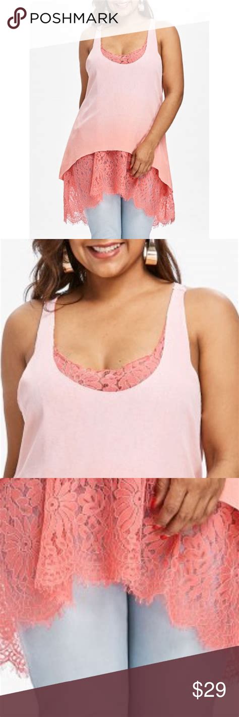 Plus Size Ombre Color Lace Insert Tank Top Tank Tops Cute Tank Tops Clothes Design