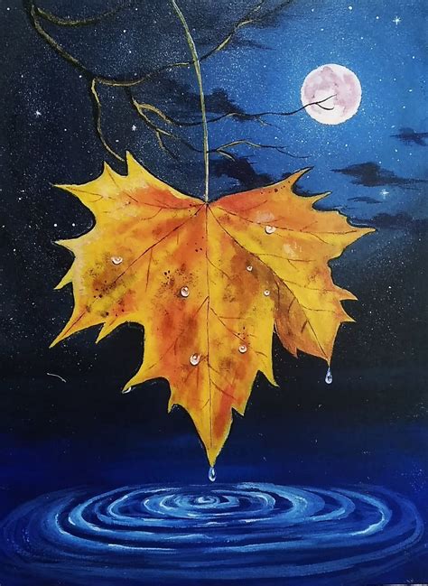 The Last Leaf Acrylic Painting 11 X 15 Canvas Etsy