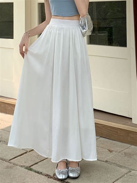 TIGENA Elegant Satin Maxi Skirt For Women 2023 Spring Summer Korean