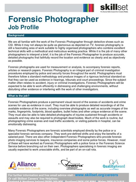 Forensic Photographer Job Profile Pdf Forensic Science Digital Imaging