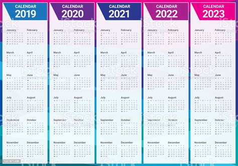 Modèle De Conception Année 2019 2020 2021 2022 2023 Calendrier Vector