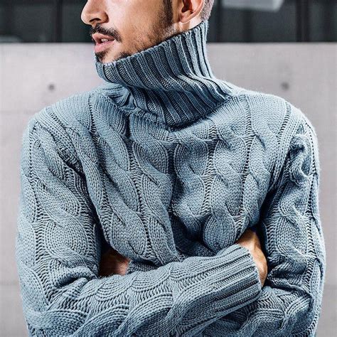 Mens Sweater Thick Turtleneck Knitted Slim For Autumn Mens Fashion Sweaters Knitwear Men