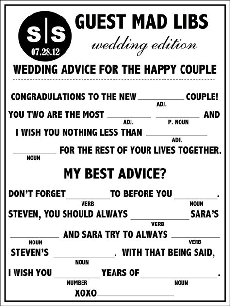 User has a great deal flexibility from the printing approach. Bridal Guide - Wedding Mad Libs