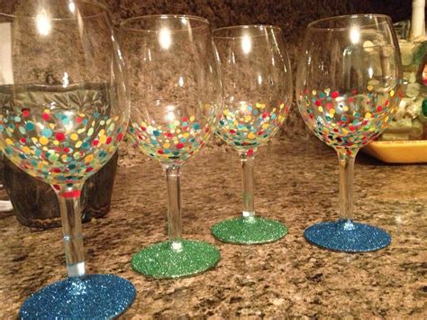 Glittered Wine Glasses Glitter Wine Glasses Painted Wine Glasses