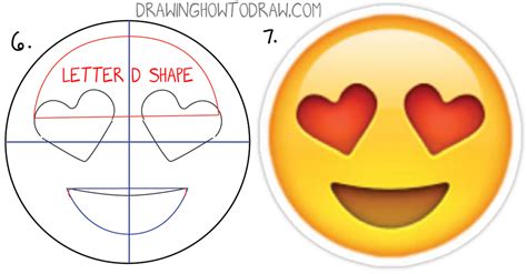 How To Draw Heart Eyes Emoji Face Step By Step Drawing