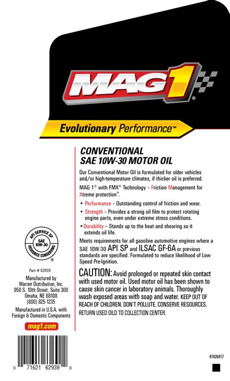 Mag 1 Conventional 10w 30 Motor Oil Mag 1