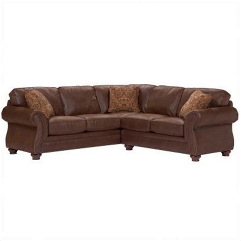 Broyhill Laramie Faux Leather Sectional Sofa In Distressed Brown