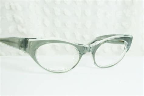 vintage 50s cat eye glasses 1950 s dove gray eyeglasses horn rim wrap around unique optical