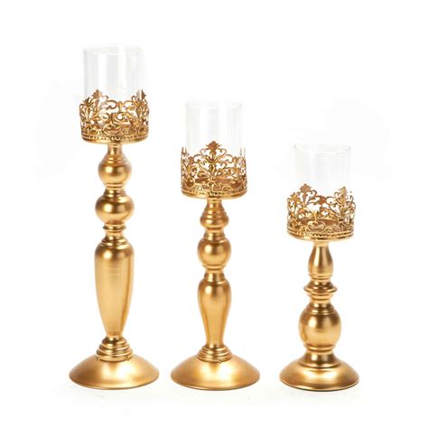 Set Of 3 Gold Candle Holders Events And Crafts Events And Crafts